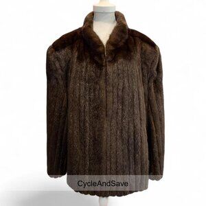 Finger’s Furs Kalamazoo Luxurious Dark Brown Mink Fur Coat - Size L/XL/XXL
